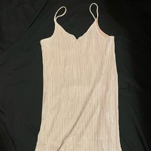 Pleated Spaghetti-Strap Midi Dress in Light Pink